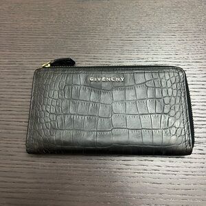 Givenchy Black Croc-Embossed Zip Wallet